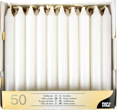Produktbild von 50 Tafelkerzen Ø 2,1 cm · 19,6 cm weiss