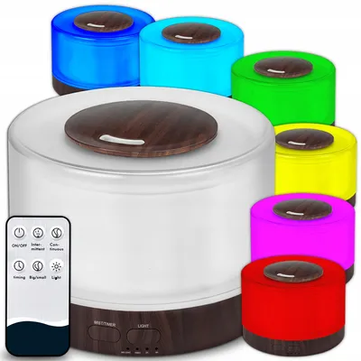 Obrázek produktu pro Kuketo | Zvlhčovač vzduchu 500 ml s nočním světlem LED RGB a dálkovým ovládáním - aroma difuzér pro esenciální oleje - vonná lampa, tichý a stylový