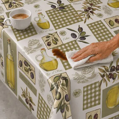 Produktbild von Wachstuchtischdecke Olive abwischbar 140 x 140 - 26782-Oliven