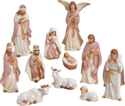 Krippenfiguren aus Porzellan rosa