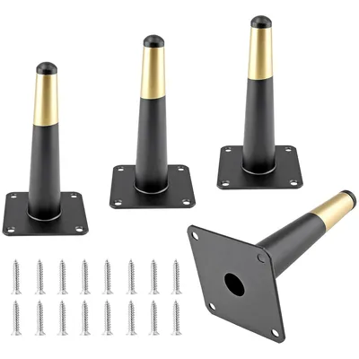 Produktbild von 4 Stück Möbelfüße Verstellbar, Edelstahl, Sockelfüße Tischfüße, Tischbeine Metall Schwarz Möbelbeine für Schrank Sofa Füße Schrankfüsse Bettfüße