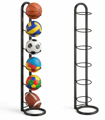 Produktbild von Ballhalter Ballständer Ballregal Sportballaufbewahrung - 6 Etagen - Gusseisen - Stehend - Für Privathaushalte und Sporthallen