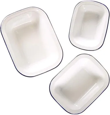 Produktbild von Famanu Set von 3 Emaille Backformen für den Ofen - Ideal für Lasagne und Tiramisu