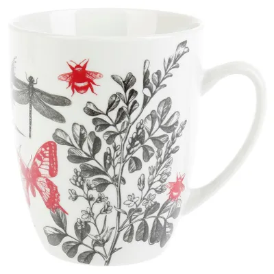 Mok 34 cl Porzellan, Ø 8,5 cm, H 10,5 cm, schwarz-rot