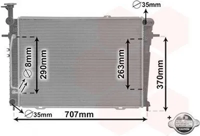 Produktbild von VAN WEZEL 82002130 Kühler Wasserkühler Motorkühler für HYUNDAI TUCSON (JM) für KIA SPORTAGE (JE, KM)