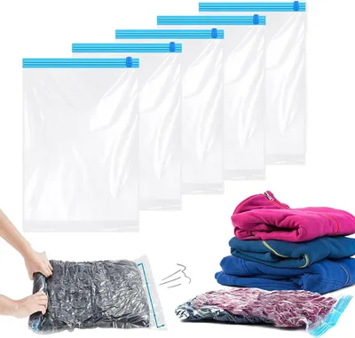 Produktbild von Vakuumbeutel Für Kleidung 5er Pack, 60 X 40 Cm, Reisekompressionsbeutel Für Rollkomprimierung