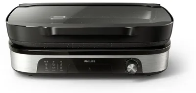 Obrázok produktu pre Philips HD6212/90, Čierna, Nerezová oceľ, Hliník, Polykarbonát, Polypropylén (PP), Silikón, Temperované sklo, Obdĺžnikový, Otočné, 210±20 °C, Mriežka + plech
