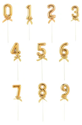 Produktbild von Goldene Zahl Cake Topper mit Schleife 12,7 cm für Geburtstage -