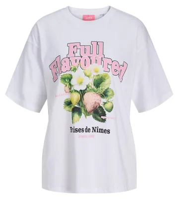 Imagen del producto de JJXX, camiseta de manga corta y corte holgado para mujer, modelo Jxmillow, colección JRS Sp226, color blanco brillante, talla grande