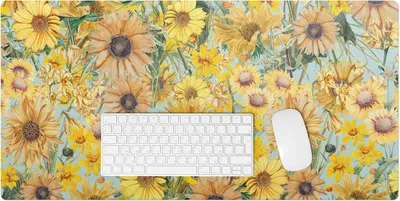 Produktbild von Blumenwiesenmuster – Schreibtischunterlage – Rutschfeste Tischunterlage – Schreibtischmatte für Büro & Zuhause – Schreibunterlage – Mauspad – Tischmatte – 90 x 45 cm