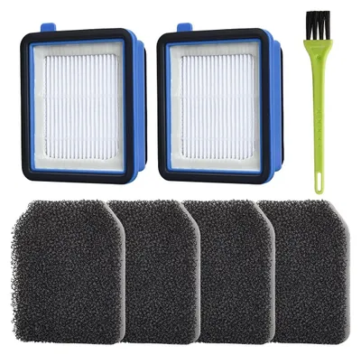 A set of vacuum cleaner filters and a cleaning brush.
