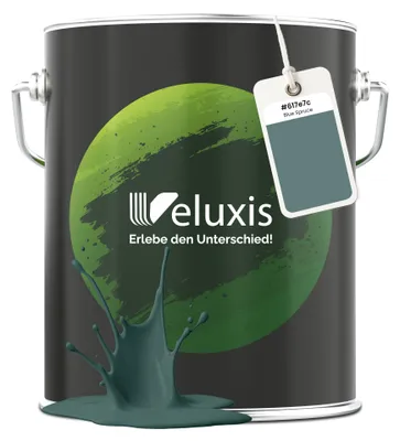 Produktbild von Wandfarbe Petrol Türkis Matt Innenfarbe – Deckkraft Klasse 1, VOC-frei, Ohne Grundierung, Tropfarm – Wohnzimmer & Schlafzimmer –  5L – Veluxis (Blue Spruce)