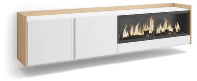 Immagine prodotto di Mobili TV effetto legno Bianco Rovere 212x35x50cm camino effetto fuoco
