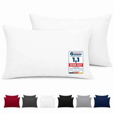 Produktbild von Komfortec Premium Kissenbezug 50x70 cm – 2er Set – Kissenhülle mit Reißverschluss – 100 % gebürstete Mikrofaser– Superweich – Weiß Kopfkissenbezug, KI-generiertes Bild