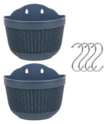 Produktbild von 2er-Set hängende Pflanztöpfe für Garten mit Wandhalterung
