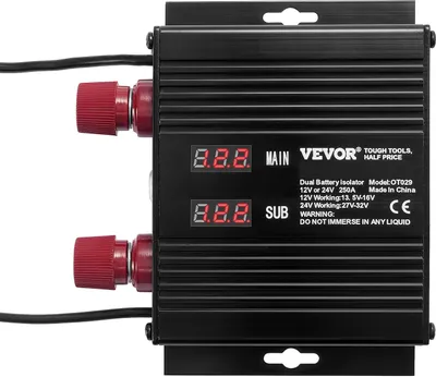 Produktbild von VEVOR 250 AMP Spannungsgesteuertes Trennrelais, 12 V/24 V, Universal VSR Spannungsempfindliches Relais Batterie Isolator, für Auto LKW ATV RV Batterie Starter Controller Netzschalter