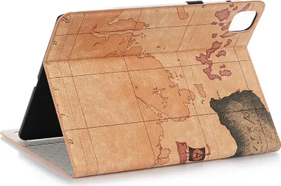 Produktbild von Schutzhülle für Apple iPad Air 10.9" (4. Gen) 2020 + Air 10.9" (5. Gen) 2022 Smart Cover Etui Tasche Case schlanke Hülle Standhülle - Weltkarte BRAUN