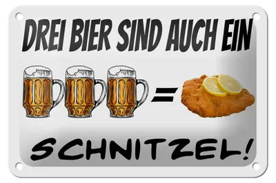 Produktbild von Blechschild Alkohol 18x12cm 3 Bier sind ein Schnitzel