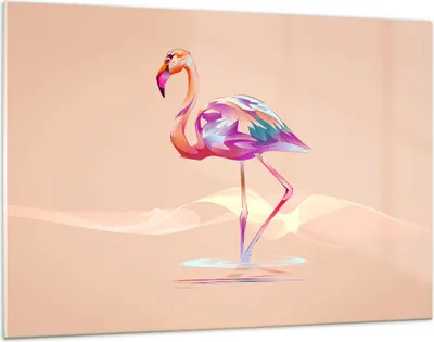 Produktbild von Bilder auf glas - Flamingo Vogel Wasser - 120x80cm - Glasbilder - Wandbilder - Kunstdruck - zum Aufhängen bereit - Wanddekoration aus Glas - Glas Bilder - Wandbild auf Glas - GAA120x80-3839