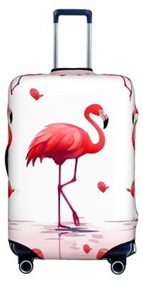 Produktbild von Gepäckabdeckung mit Flamingo-Muster, waschbar und dehnbar, für Koffer von 45,7 bis 81,3 cm, Schwarz, Größe L