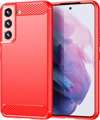 Produktbild von Galaxy S23 Hülle, Carbon-Faser TPU Silikon Stoßfest Schutzhülle für Samsung Galaxy S23 Rot