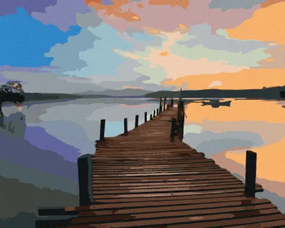 Obrázok produktu pre Zuty - Maľovanie podľa čísel - MÓLO A ZÁPAD SLNKA, 40x50 cm, bez rámu a bez vypnutia plátna