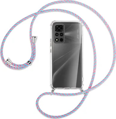 Produktbild von Handykette Backcover-Schutzhülle mit Band (Metall silberfarben) für Honor View 40 Pro (V40 Pro, 6.6'') - pink/mint