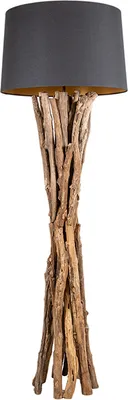 Produktbild von riess-ambiente Massivholz Stehlampe HARMONY NATURE 151cm schwarz Teak mit Baumwollschirm Stehleuchte Lampe Leuchte Wohnzimmerlampe