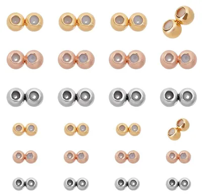 24er-Set vergoldete Messingperlen, 6 Stile, Doppelloch, Silikon
