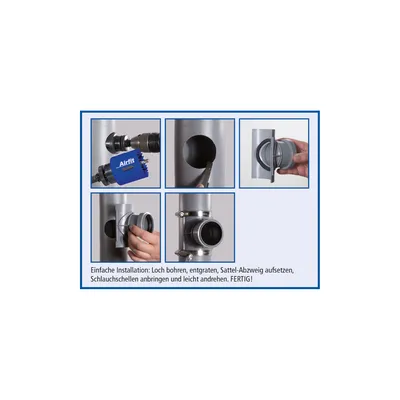 Collage of images showing the installation steps of an AIRFIT Sattel Abzweig.