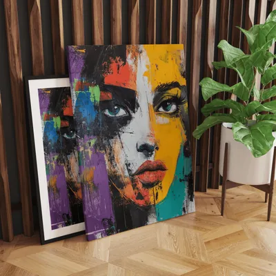 Produktbild von Leinwand Bilder auf Keilrahmen - Portrait Abstrakt Bunt COLORSTARE - moderne Wanddeko für Wohnzimmer, Wandbild Kunstdruck | Alivia Arts