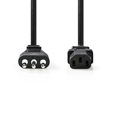 Produktbild von Nedis Stromkabel - Italien Stecker - IEC-320-C13 - Gerade - Gerade - Vernickelt - 2.00 m - Rund - PVC - Schwarz - Label