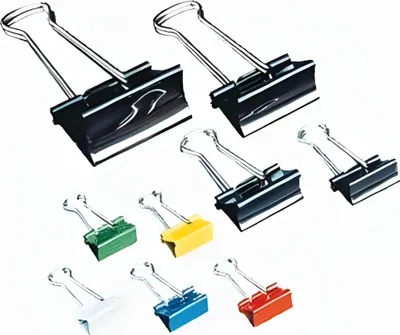 Produktbild von Foldback-Klammern, Sortiment, 20 x 19 mm bunt gemischt, 15 x 25 mm 5 x 32 mm & 2 x 41 mm Schwarz