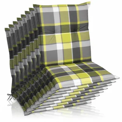 Produktbild von Beautissu 8er Set Sunny GR Niedriglehner Auflagen 100x50 cm in Grün Kariert