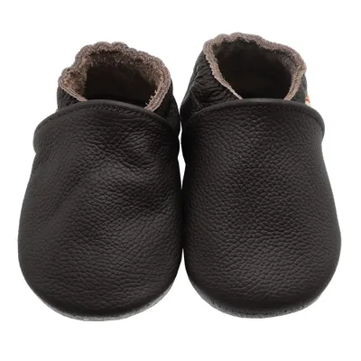 Produktbild von YALION® Baby Krabbelschuhe aus Echtleder, weiche Lauflernschuhe für Mädchen & Jungen, rutschfeste Ledersohle, Schwarzbraun, Größe XL (18–24 Monate)