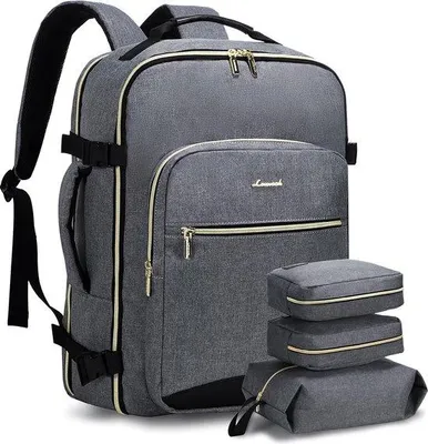 Obrázek produktu pro Uniqoos® Cestovní batoh 40 l – vodotěsný kufr-batoh pro ženy, kabinové zavazadlo (47 x 35,5 x 20 cm), přihrádka na notebook o velikosti 17 palců, otevírání o 180° pro cestování a obchodní účely