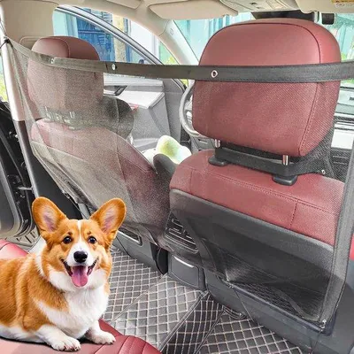 Produktbild von Famanu Autoschutznetz für Hunde - 115 x 62 cm - Hundegitter für Rücksitze - Kofferraum - für SUVs, Lkw und Autos