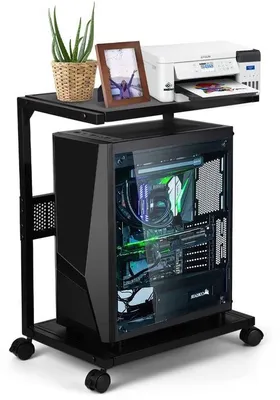 Immagine prodotto di Azomor: supporto per computer compatto e spostabile con doppio ripiano, da posizionare sotto la scrivania