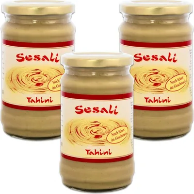 Produktbild von 3er-Pack SESALI Tahini Weiße Sesampaste (3x 300g) | Tahin für Hummus, Salatsaucen und zum Kochen
