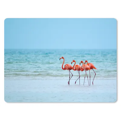 Produktbild von MuchoWow® Mauspad Mousepad Vier Flamingos stehen am Strand 23x19 cm - Mousepads - Maus Mat - Pad - Mausunterlage - Schreibtischunterlage - Mauspad