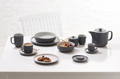 Produktbild von Frühstücksteller Jasper - Ø 19 cm Keramik grau 6 Stück.