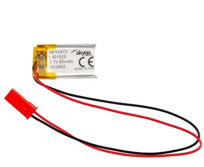 Obrázok produktu pre Akyga AKY0472, Batérie, Strieborná, Lithium-ion (Li-ion), 85 mAh, 3,7 V, 15 mm