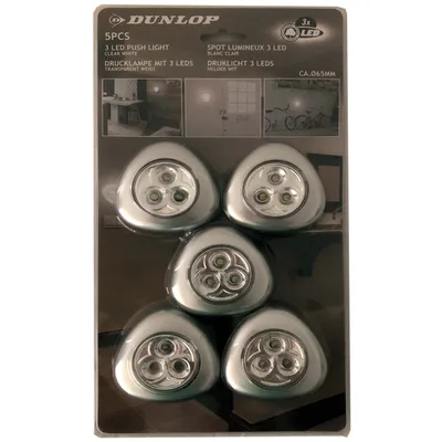 Produktbild von 5 Stück Dunlop Drucklampen Schranklampen mit 3 LED's