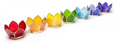Teelichthalter Set 7er Chakra-Farben Gold 8 cm