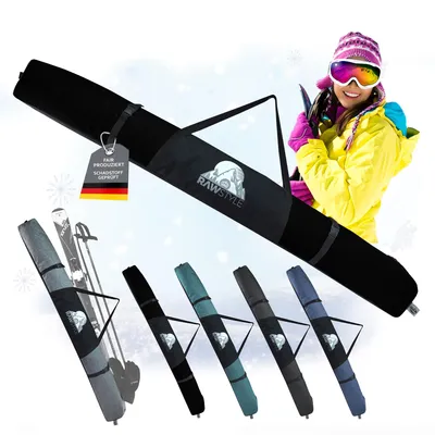 Produktbild von Skitasche Skisack für Ski 160cm 180cm und Skistöcke Skibag Skicover Modell 3 (schwarz uni 180)