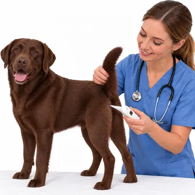 Produktbild von Tierthermometer Digital für Hunde, Katzen, Pferde, Rinder & Schweine, Veterinärthermometer mit LCD, °C/°F, wasserdichte Sonde