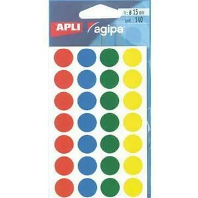 Produktbild von Agipa – runde Etiketten im Etui, Durchmesser 8 mm, farbig sortiert, 385 Stück, 77 pro Blatt