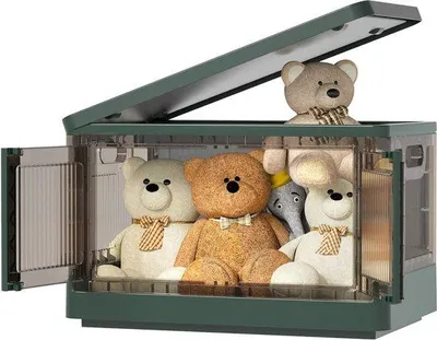Obrázek produktu pro Úložná krabice Famanu se víkem, objem 32 litrů, průhledná, velká, zelená