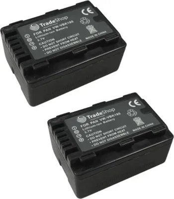 Produktbild von 2x Trade-Shop Li-Ion Akku, 3,6/3,7V 1800mAh für Panasonic HDC-Serie HS80, HS80GK, HS80K, HS80P, HS80PC SD40, SD40GK, SD40K, SD40P, SD40PC SD60, SD60K, SD60P, SD60PC, SD60S SD66 SD80 SD80GK SD80P SD80PC SD80R