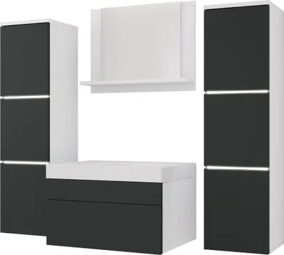 Produktbild von Badmöbel Set in Weiß/Anthazit, Badezimmermöbel set, Badezimmer Set Möbel